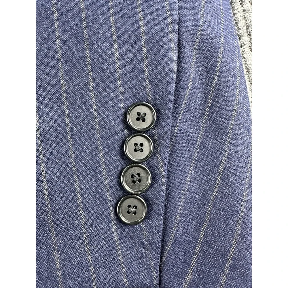 Hickey Freeman Suit Jacket 42 R Blue Wool Striped Premium Loro Piana USA Bespoke - Picture 8 of 16